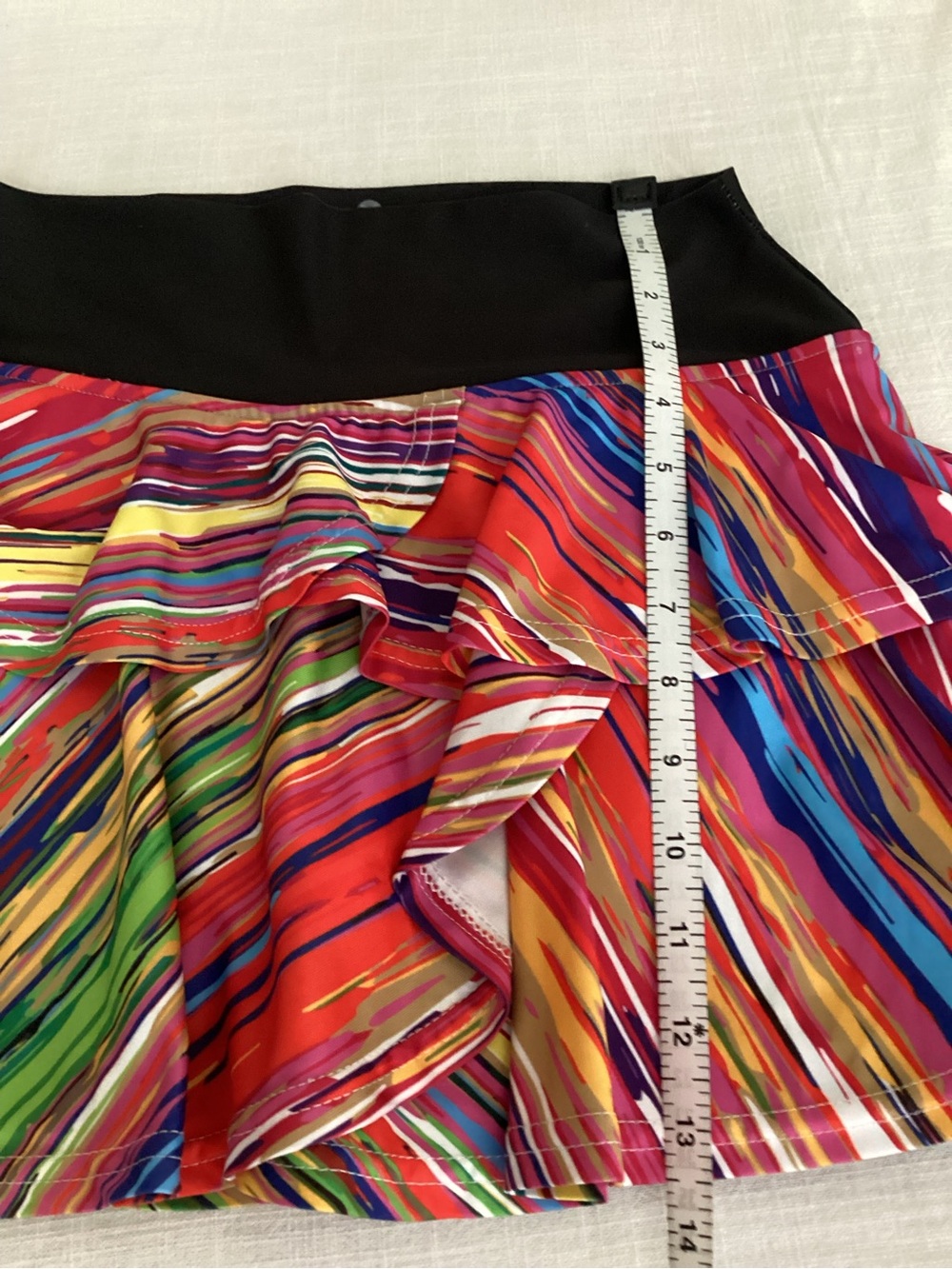 Faye+Florie Pammy Tennis Skirt Small Tiered Ruffle Multicolor Diagonal Stripe - Picture 12 of 13